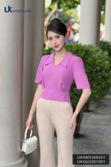 Áo Sơ  Mi V Cổ Cộc Tay UK Fashion Chất Liệu Cao Cấp, Thoáng Mát UKSM2306031