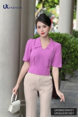 Áo Sơ  Mi V Cổ Cộc Tay UK Fashion Chất Liệu Cao Cấp, Thoáng Mát UKSM2306031