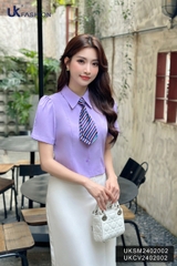 UK Fashion Áo Sơ Mi Cổ Đức 7 Mảnh Ly Súp Trẻ Trung, Nữ Tính UKSM2402002