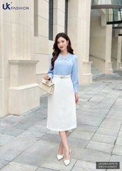 Sơ mi cổ sen nhọn dài tay cúc ngọc xinh xắn, dễ mặc UKSM2407015