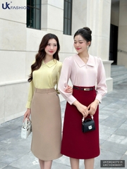 Sơ mi cổ sen nhọn dài tay cúc ngọc xinh xắn, dễ mặc UKSM2407015