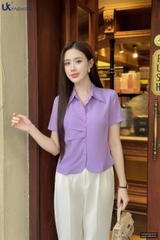 Sơ mi xếp ngực chéo hàng thiết kế mới lạ UKSM2504018