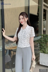 Sơ mi hoa nhí cổ sen nhọn điệu đà dễ mặc, mềm mát UKSM2505021