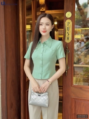Sơ mi cổ đức túi ốp bản gấu nhẹ nhàng, mềm mịn, mướt mát UKSM2505018