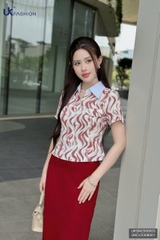 Sơ mi hoạ tiết cơi túi phối cổ điệu, lạ, mát UKSM2506003