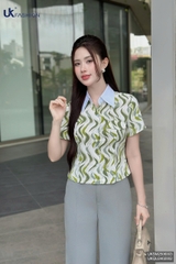 Sơ mi hoạ tiết cơi túi phối cổ điệu, lạ, mát UKSM2506003