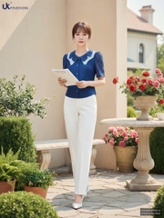 Sơ mi cổ ren kép điệu đà UKSM2508014