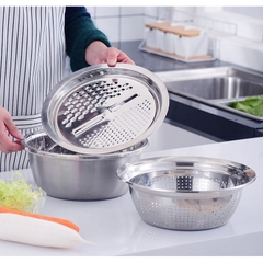 bộ rổ kèm nạo rau củ inox 3 chi tiết