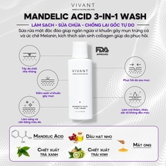 Sữa rửa mặt Vivant Skincare Mandelic Acid 3 in 1 Wash - 118ml