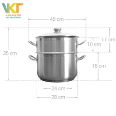 Bộ 2 nồi xửng Fivestar 28cm ST28 nắp kính