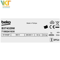 Máy sấy bơm nhiệt Beko 9 kg B3T4329M