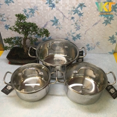 Nồi inox 304 5 đáy nắp kính Fivestar