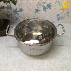 Nồi inox 304 5 đáy nắp kính Fivestar