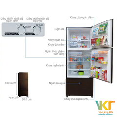 Tủ lạnh 3 cửa Mitsubishi MR-V50ER-BRW