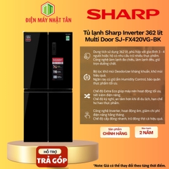 Tủ lạnh Sharp Inverter 362 lít Multi Door SJ-FX420VG-BK