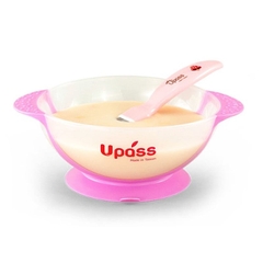Bộ thìa và bát ăn đế hút chân không chống đổ  UPASS  UP5104CH ( Màu Hồng)