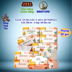 Giấy Ăn Topgia Đa Sắc Cao Cấp Gói 240 Tờ 4 Lớp