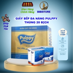GIẤY LAU BẾP ĐA NĂNG PULPPY 2 CUỘN 205 TỜ/ BỊCH (Bibistore TB)
