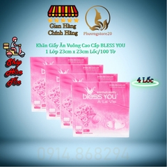 Khăn Giấy Ăn Cao Cấp BLESS YOU 23cm x 23cm, 1 Lốc 100 Tờ (Combo 4 Lốc)