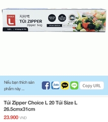 Túi Zipper Choice L 20 túi size L 26.5cmx31cm