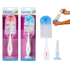 Bộ cọ bình sữa, núm ty có đế hút chân không (màu hồng)-UP7004NH