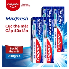 [Chính hãng] Bộ 4 Kem đánh răng Colgate Maxfresh 230g tặng bàn chải