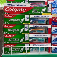 [Tặng 4 bàn chải đánh răng] Bộ 4 Kem đánh răng Colgate Ngừa sâu răng Chắc khoẻ 225g (Hương bạc hà the mát)