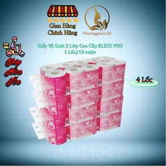 Giấy Vệ Sinh Bless You 2 Lớp, Lốc 10 Cuộn Hồng (Combo 4 Lốc)