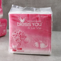 [Thùng 48 Bịch] Khăn Ăn Vuông Lớn 16x16cm BLESS YOU Cao Cấp À La Vie Bịch 100 tờ
