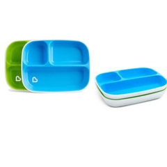 Bộ 2 đĩa chia ngăn chống trượt Munchkin (xanh lá - xanh lơ)