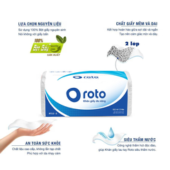 Khăn giấy rút đa năng cao cấp 2 lớp Roto22 I Gói 102 tờ I Xanh dương