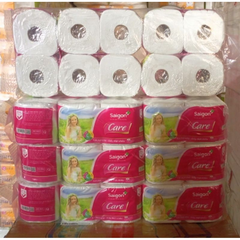 Lốc 10 Cuộn Giấy Vệ Sinh Saigon Care 2 Có Lõi_ Sài Gòn Hồng