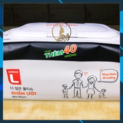 [Giá Sỉ] 1 Thùng Khăn Ướt Gia Đình Choice L Lotte Hàn Quốc, Hương Yến Mạch và Trà Xanh 1 Gói 120 miếng