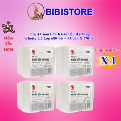 Lốc 4 Cuộn Khăn Bếp Đa Năng Lotte Choice L 2 Lớp 680 Tờ (170 Tờ/ Cuộn)