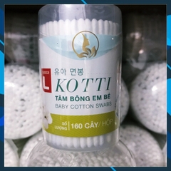 (Lotte) Tăm Bông Baby Thân Nhựa Hộp Tròn Choice L Hộp 160 Cây