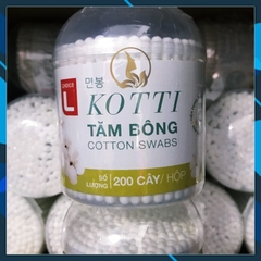 (Lotte) Tăm Bông Thân Nhựa Hộp Tròn Choice L - Hộp 200 Cây