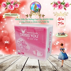 (Hoả Tốc HCM) Có Mã QR - Khăn Ăn Vuông Nhỏ 12cm x12cm BLESS YOU Bịch100 Tờ