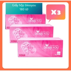 [Combo 3 Hộp] Có Mã QR - Hộp Khăn Giấy lụa Bless You  2 lớp 180 Tờ