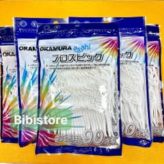 Combo 5 Bịch_Tăm Chỉ Nha Khoa Tăm Chỉ Kẻ Răng Okamura Bịch 90P (Bibistorebinhchanh)