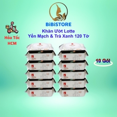 [Giá Sỉ] Combo 10 Khăn Ướt Gia Đình Choice L Lotte Hàn Quốc, Hương Yến Mạch và Trà Xanh 1 Gói 120 miếng