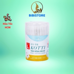 (Lotte) Tăm Bông Baby Thân Nhựa Hộp Tròn Choice L Hộp 160 Cây
