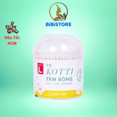 (Lotte) Tăm Bông Thân Nhựa Hộp Tròn Choice L - Hộp 200 Cây