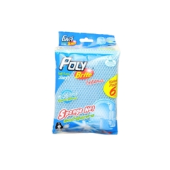 (Bịch 6 Cái) Miếng rửa chén Chùi nồi mút bọc lưới POLY BRITE (Bibistore TB)