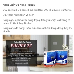 GIẤY LAU BẾP ĐA NĂNG PULPPY 2 CUỘN 205 TỜ/ BỊCH (Bibistore TB)