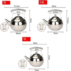 Ấm đun nước Inox dày, sáng bóng, hình ngọc trai có tay cầm Size [ 14, 16, 18cm ]