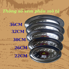 Đĩa ( dĩa ) inox bầu dục cao cấp [size 22,26,30,32,35cm ], dĩa hột xoài không từ tính, nông