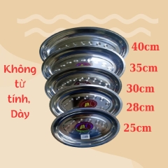 Đĩa ( dĩa ) inox bầu dục cao cấp, dày, sáng bóng [ size 25,28,30,35,40cm ]