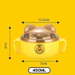 Bát ăn dặm inox có tay cầm Happy Duck 450ml