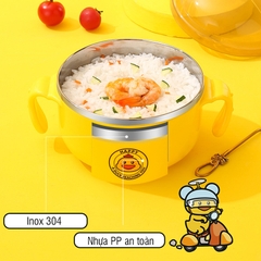 Bát ăn dặm inox có tay cầm Happy Duck 450ml