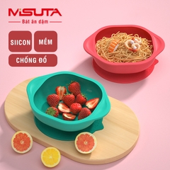 Bát ăn dặm chống đổ silicon Misuta